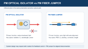 PM optical isolator and PM fiber jumper function and selection comparison